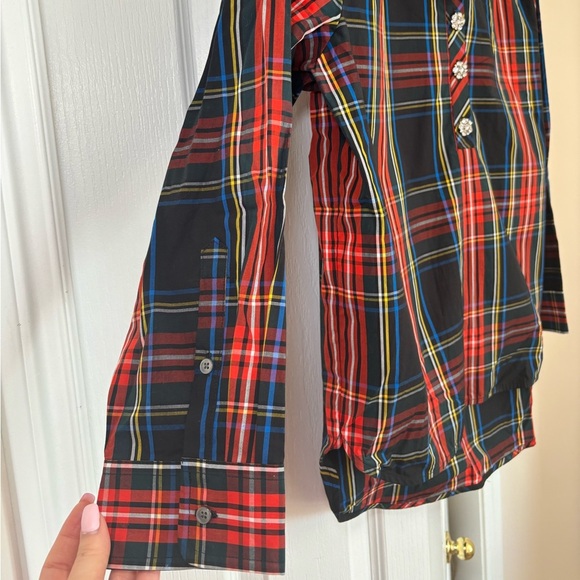 J.Crew - NWT Jewelled Button Popover Tunic in Stewart Tartan in Size 12 - Picture 12 of 13